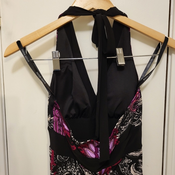 Bisou Bisou Maxi Halter Dress Size 4 Black, White, Pink &  Purple Paisley 💜 - Picture 7 of 8